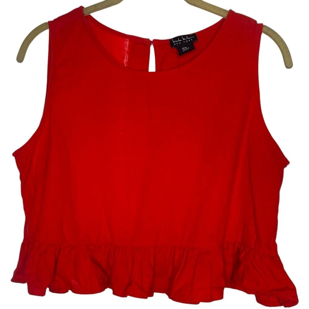 Nicole Miller Red Linen Blend Tank Top Size M